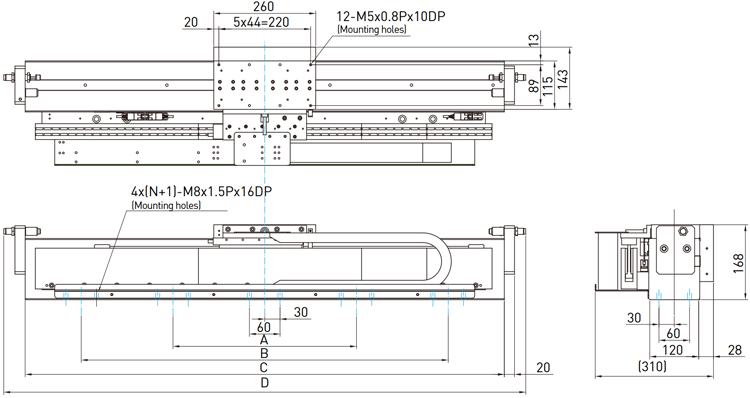Dimensions | Air bearing stage - LMAS